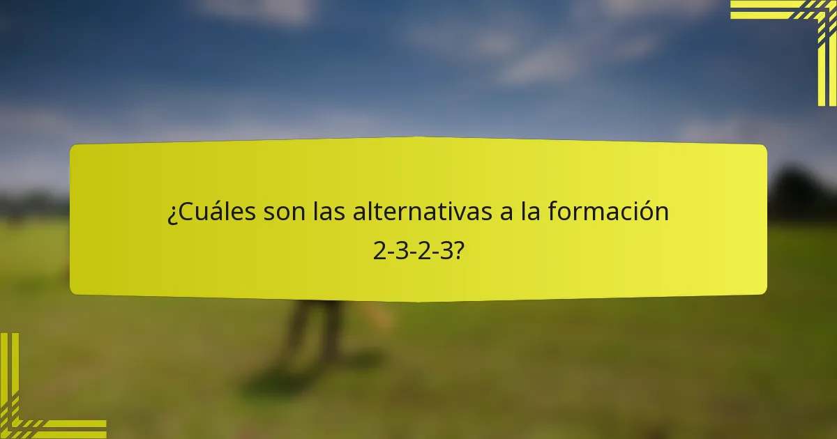 ¿Cuáles son las alternativas a la formación 2-3-2-3?